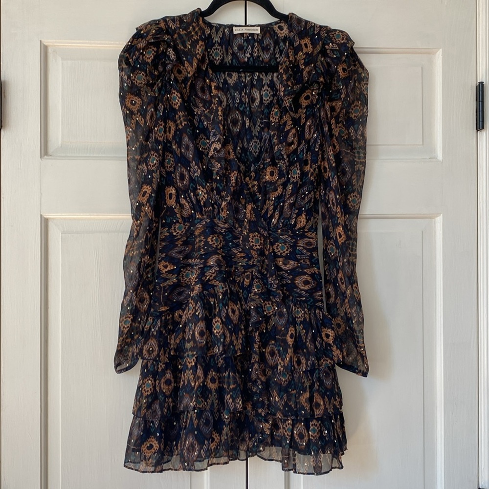 Ulla Johnson Esila Dress Size 0 Ikat Chiffon Mini Dress - Picture 7 of 13